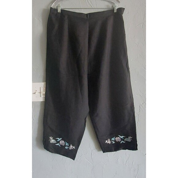JOY Y PEACE  Set Pant & Blouse, Linen,Rayón, Black Color, Embroidery, Women's 2X - Picture 4 of 16